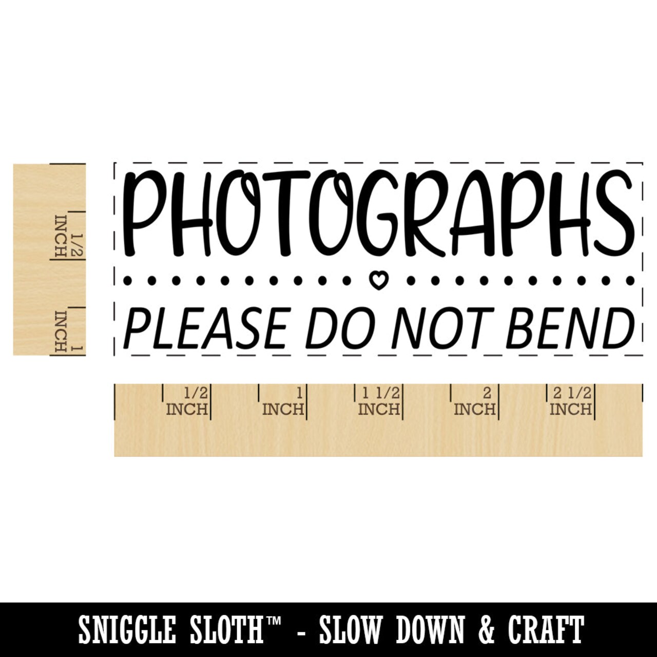Photographs Please Do Not Bend Dots & Heart Detail Self-Inking Rubber Stamp Ink Stamper for Business Office
